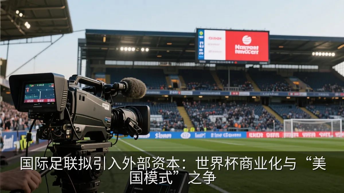 现代足球比赛与转播商业化概念画面